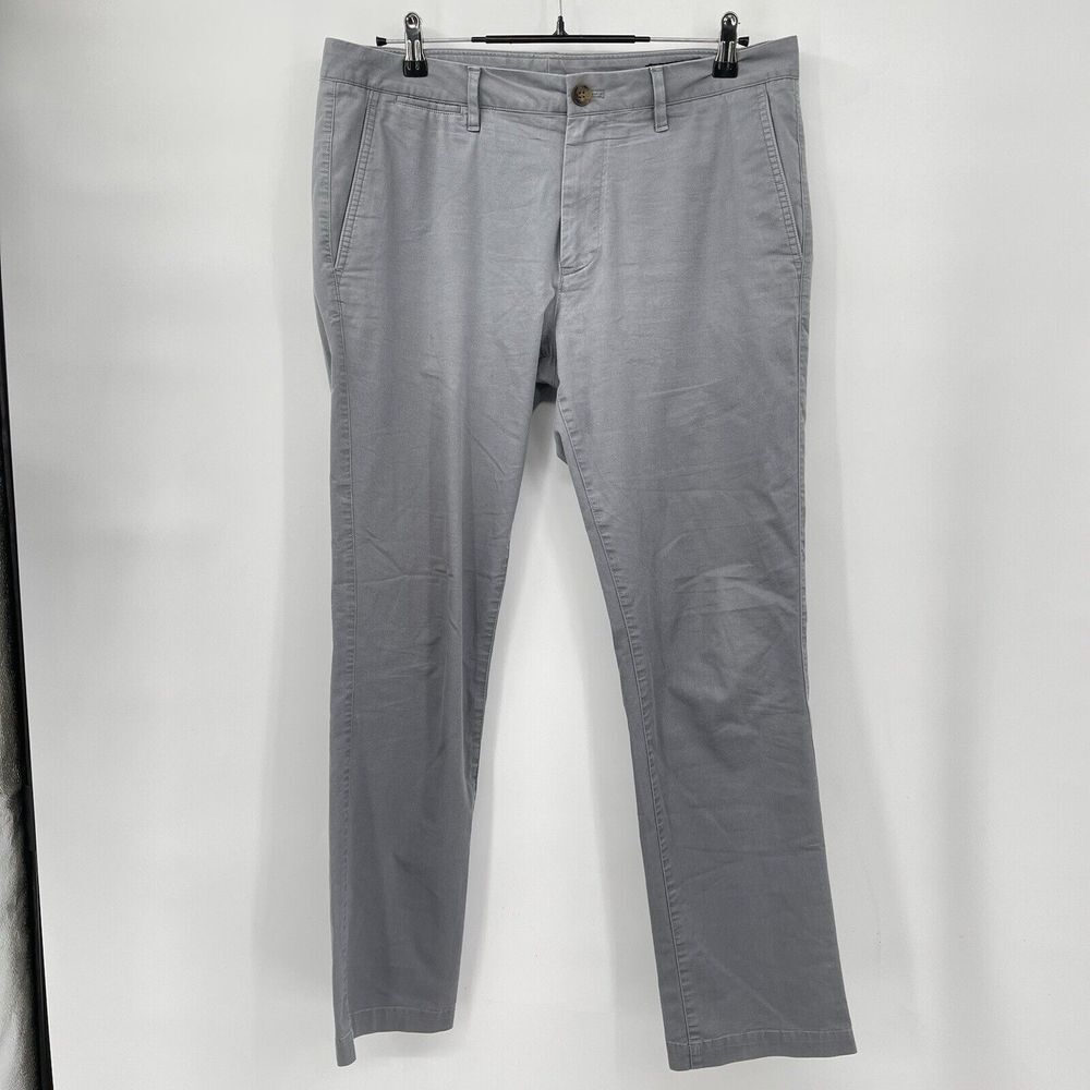 Bonobos 33x30 Slim Fit Chino Pants Mens Grey Stretch Cotton Blend Trousers